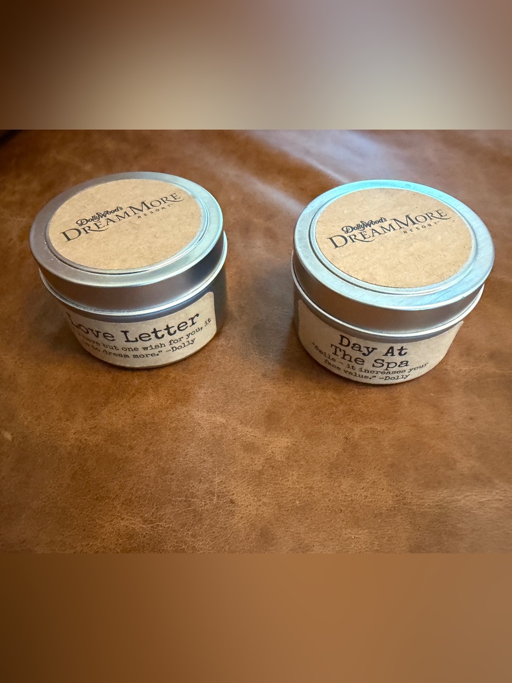 DreamMore Resort Scented Tin Candles - Love Letter & Day At The Spa